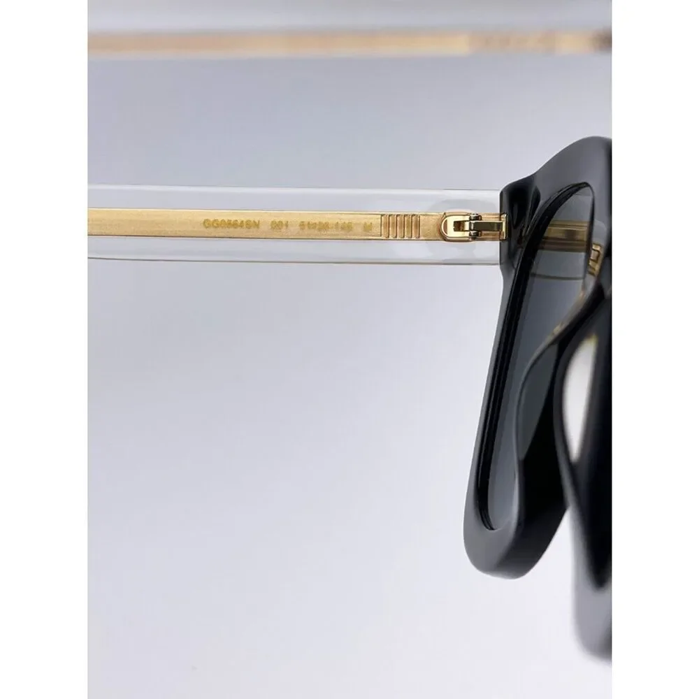 NEW Gucci Sunglasses GG0564SN 001 Cat Eye Crystal Gold Black Grey